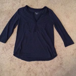 3/4 length sleeve navy shirt